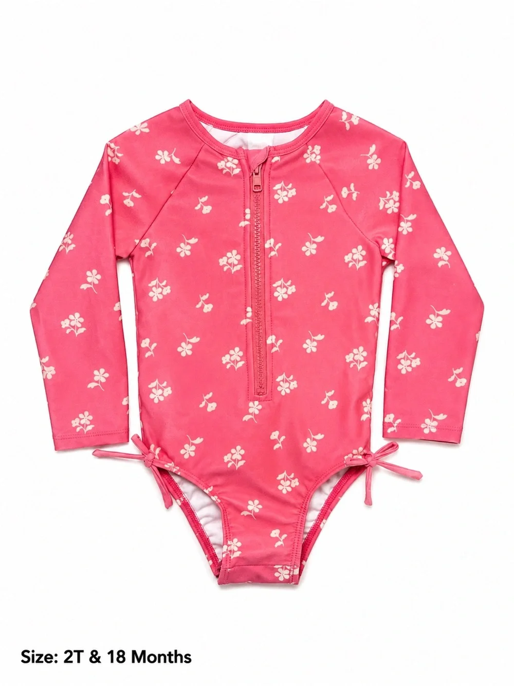 Cat & Jack Pink Floral Long-Sleeve One-Piece Swimsuit